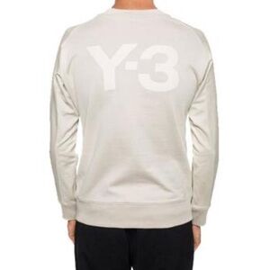 Y-3 Adidas Men’s Classic Crew Sweater Size S Cream Logo  Cotton Casual